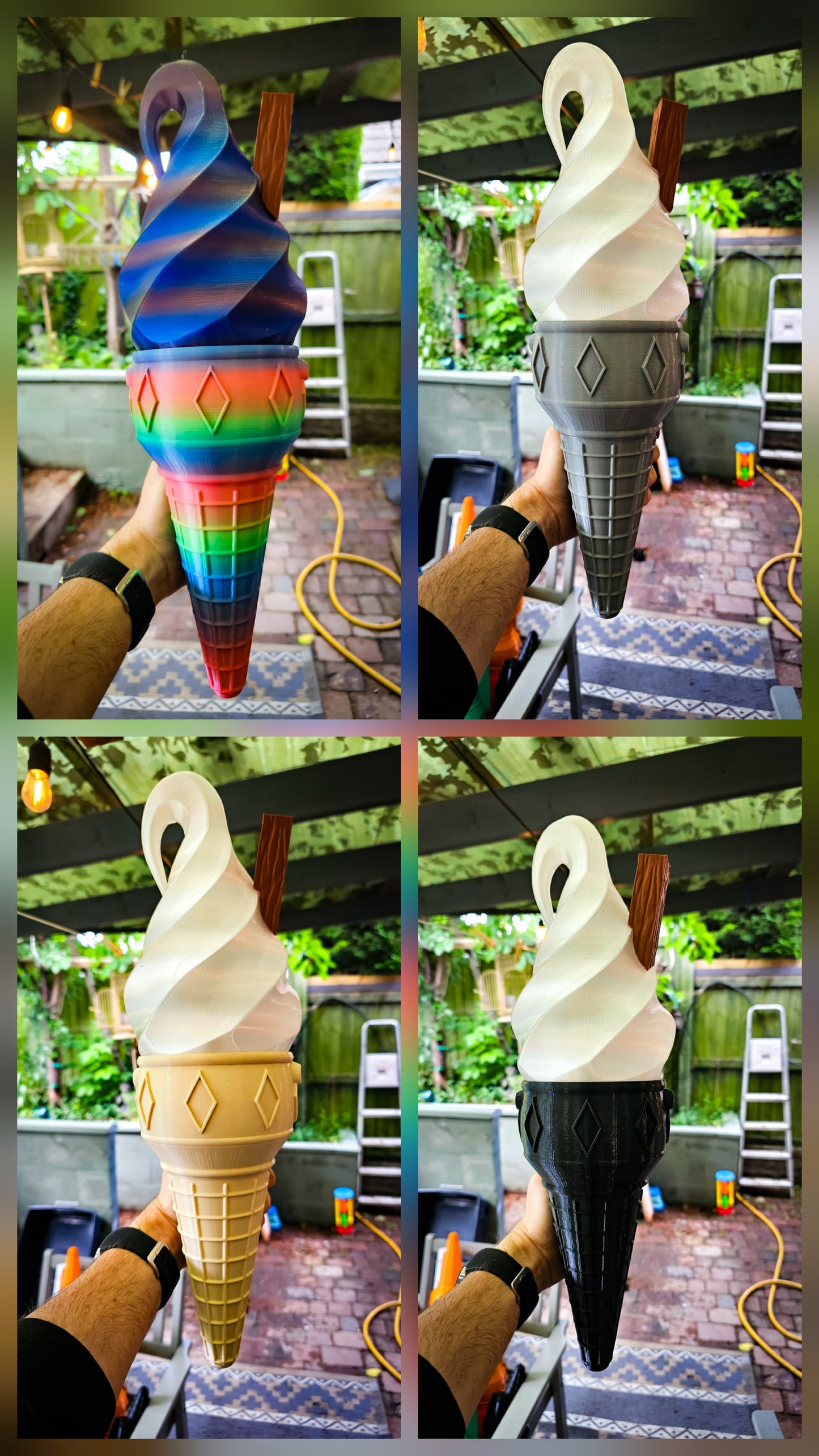 Pair of Ice Cream Van Light Up Cones β White OR Multicolour LED, RF Remote, Brackets & Fixings Included