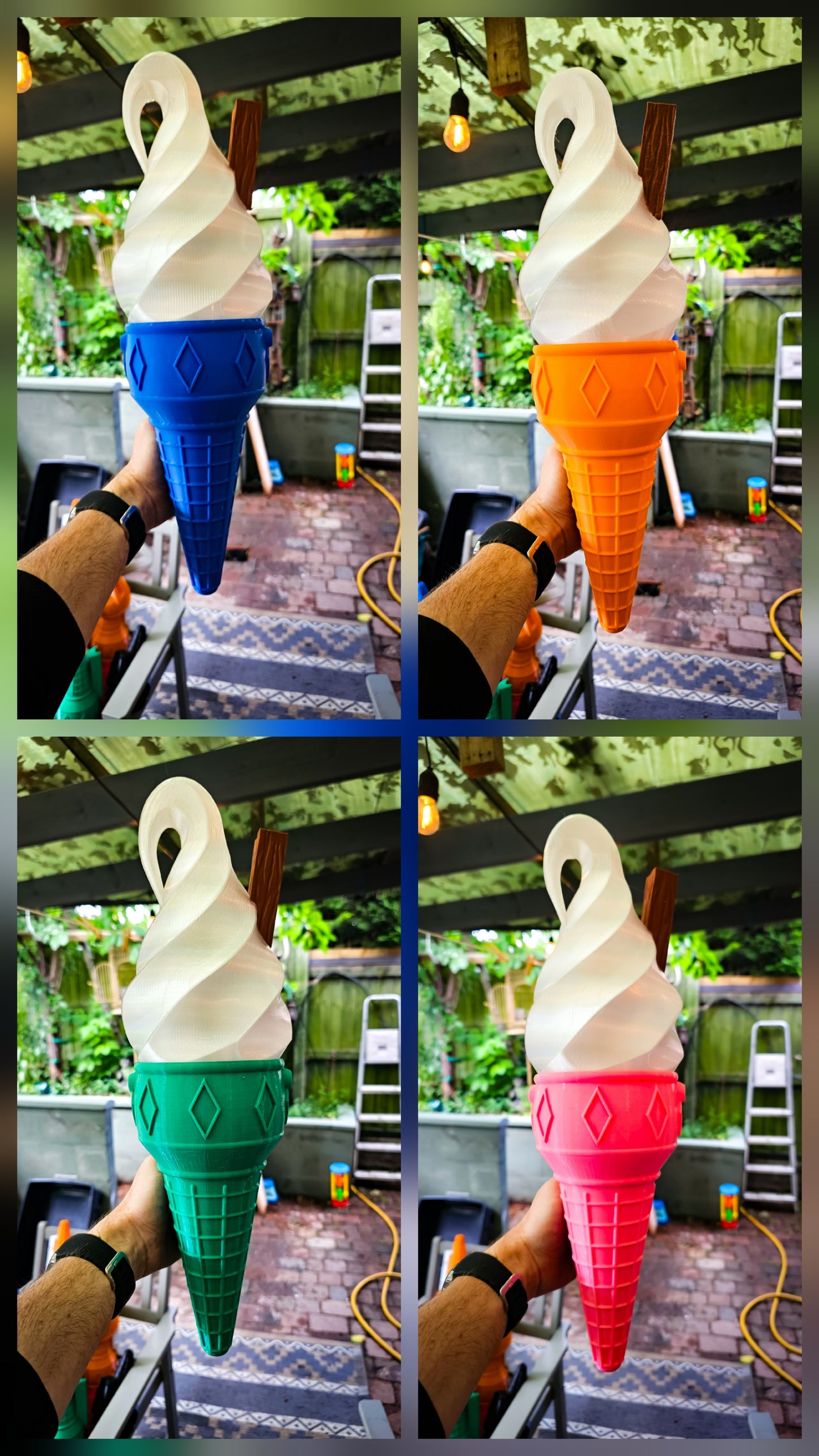 Pair of Ice Cream Van Light Up Cones β White OR Multicolour LED, RF Remote, Brackets & Fixings Included