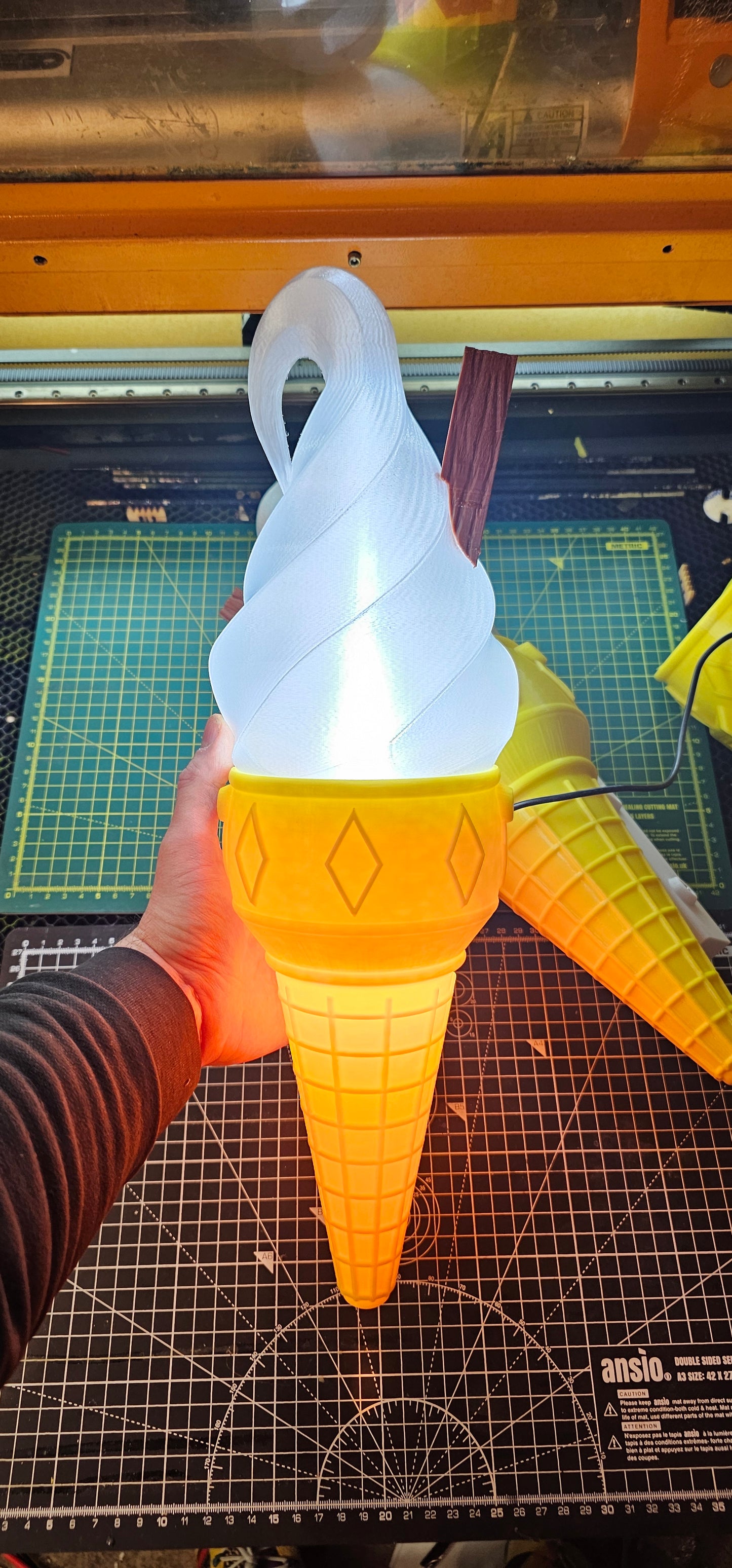 Pair of Ice Cream Van Light Up Cones  – White OR Multicolour LED, RF Remote, Brackets & Fixings Included
