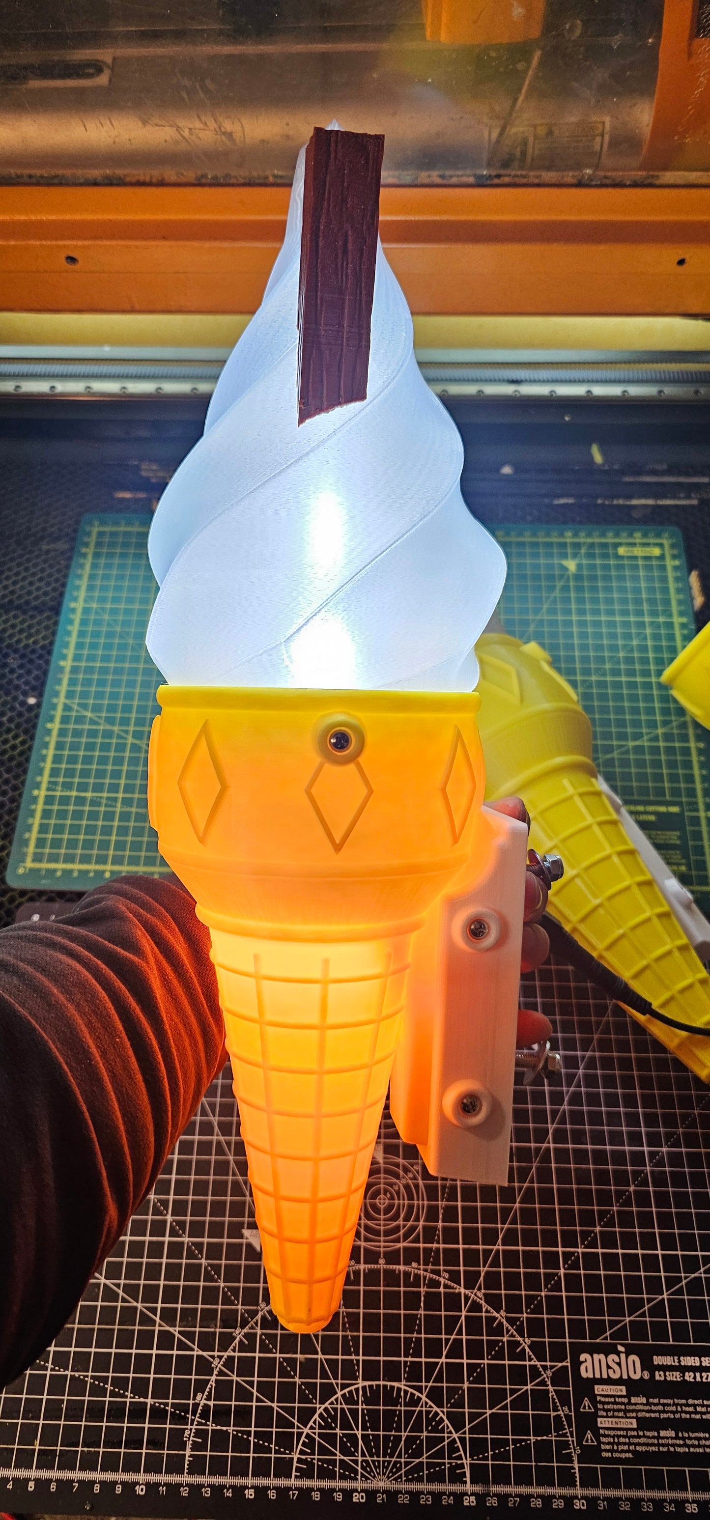 Pair of Ice Cream Van Light Up Cones  – White OR Multicolour LED, RF Remote, Brackets & Fixings Included