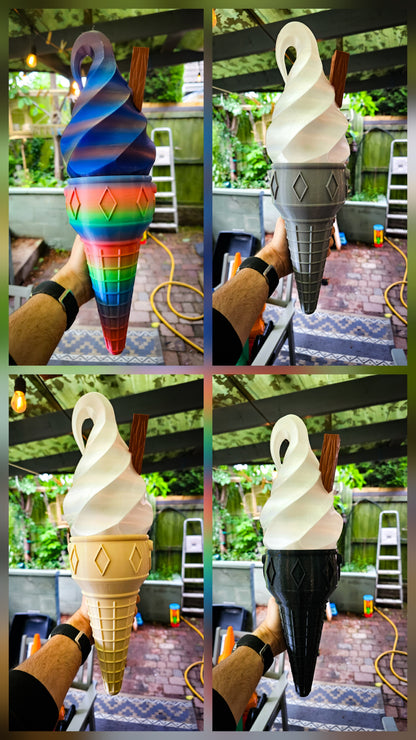 Pair of Ice Cream Van Light Up Cones  – White OR Multicolour LED, RF Remote, Brackets & Fixings Included