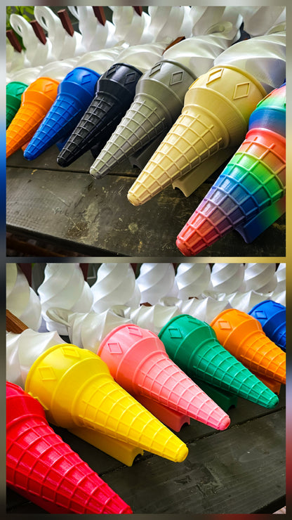 Pair of Ice Cream Van Light Up Cones  – White OR Multicolour LED, RF Remote, Brackets & Fixings Included