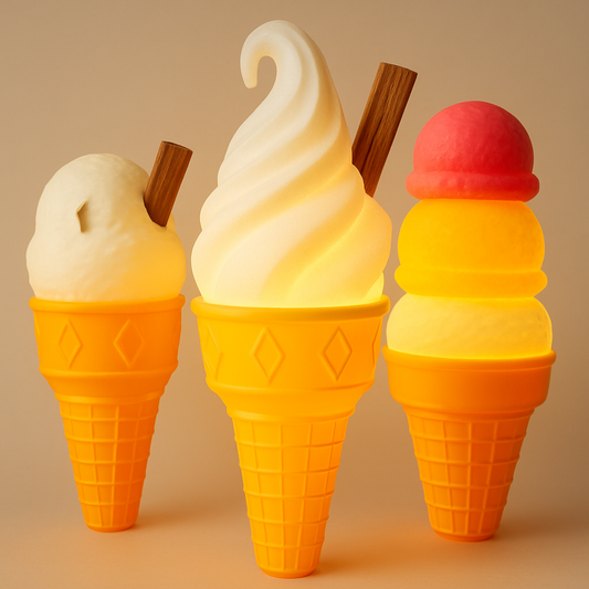 Pair of Ice Cream Van Light Up Cones  – White OR Multicolour LED, RF Remote, Brackets & Fixings Included