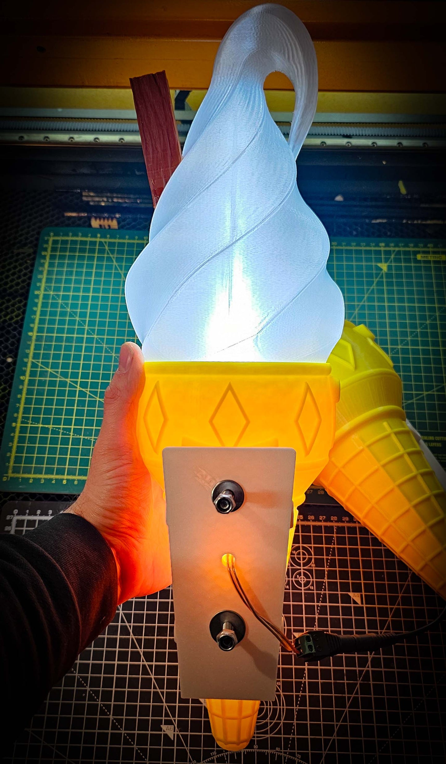 Pair of Ice Cream Van Light Up Cones  – White OR Multicolour LED, RF Remote, Brackets & Fixings Included