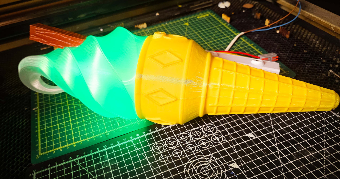 Pair of Ice Cream Van Light Up Cones  – White OR Multicolour LED, RF Remote, Brackets & Fixings Included