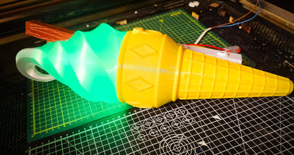 Pair of Ice Cream Van Light Up Cones  – White OR Multicolour LED, RF Remote, Brackets & Fixings Included