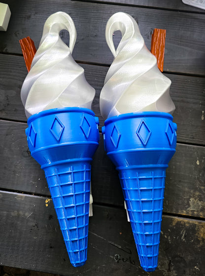 Pair of Ice Cream Van Light Up Cones  – White OR Multicolour LED, RF Remote, Brackets & Fixings Included