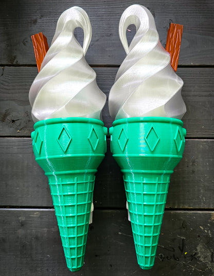 Pair of Ice Cream Van Light Up Cones  – White OR Multicolour LED, RF Remote, Brackets & Fixings Included