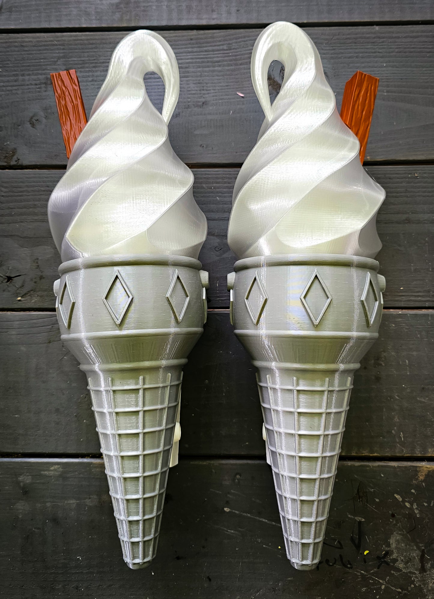 Pair of Ice Cream Van Light Up Cones  – White OR Multicolour LED, RF Remote, Brackets & Fixings Included