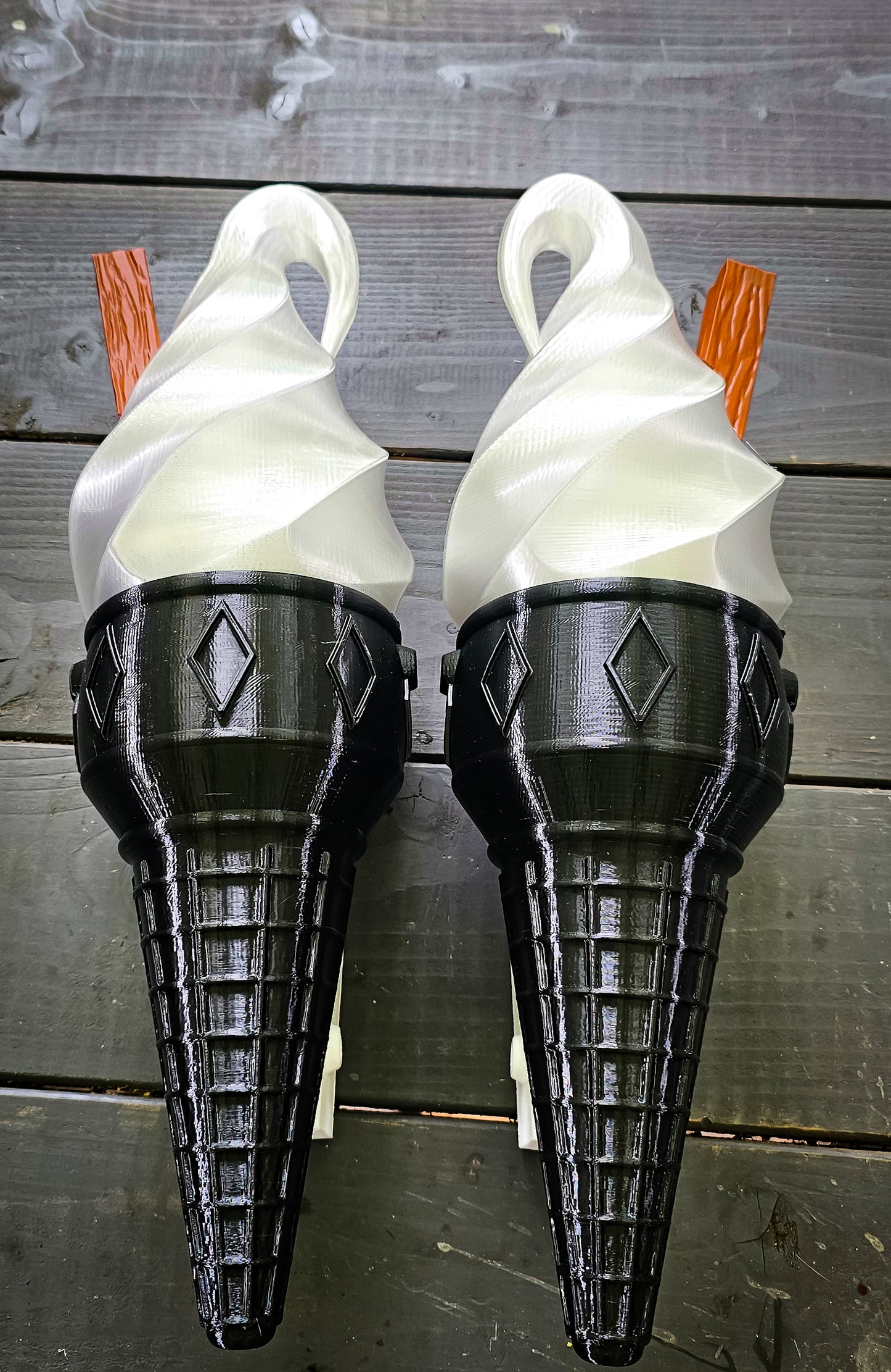 Pair of Ice Cream Van Light Up Cones  – White OR Multicolour LED, RF Remote, Brackets & Fixings Included