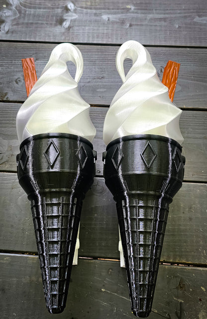 Pair of Ice Cream Van Light Up Cones  – White OR Multicolour LED, RF Remote, Brackets & Fixings Included